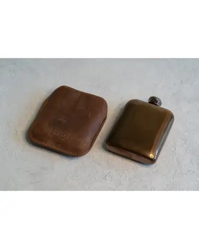 Flasks Victory and Innsbruck Full Grain Leather Cased Hip Flask Full Brown Leather Copper Flask £36.00
