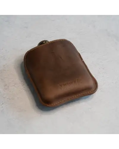 Flasks Victory and Innsbruck Full Grain Leather Cased Hip Flask Full Brown Leather Copper Flask £36.00