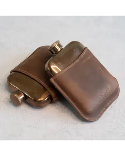 Flasks Victory and Innsbruck Full Grain Leather Cased Hip Flask 3 4 Brown Leather Copper Flask £36.00