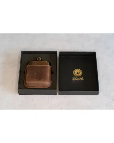 Flasks Victory and Innsbruck Full Grain Leather Cased Hip Flask 3 4 Brown Leather Copper Flask £36.00