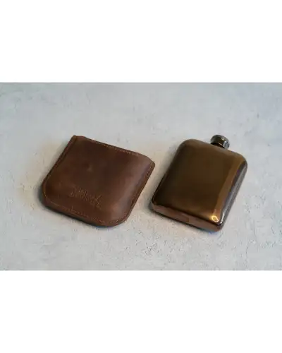 Flasks Victory and Innsbruck Full Grain Leather Cased Hip Flask 3 4 Brown Leather Copper Flask £36.00
