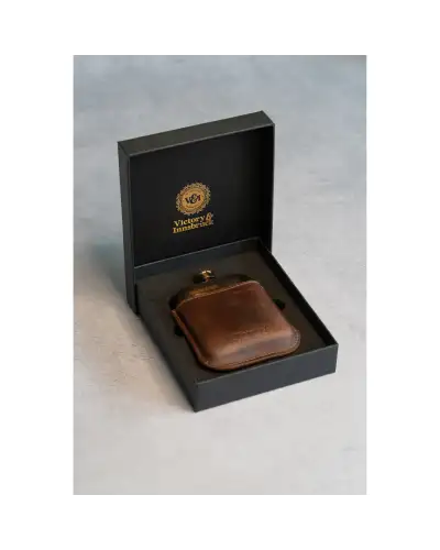 Flasks Victory and Innsbruck Full Grain Leather Cased Hip Flask 3 4 Brown Leather Copper Flask £36.00