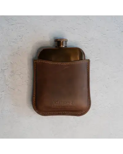 Flasks Victory and Innsbruck Full Grain Leather Cased Hip Flask 3 4 Brown Leather Copper Flask £36.00