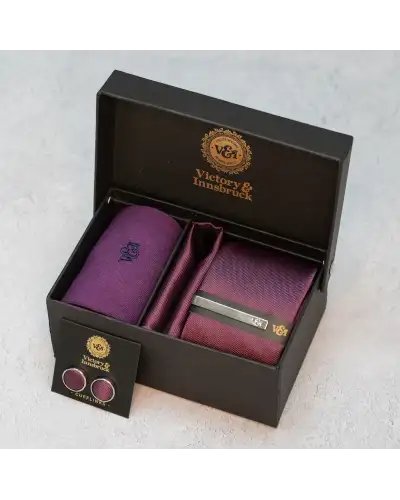 Tie Gift Sets Victory and Innsbruck Dark Purple Textured Tie Set £50.00