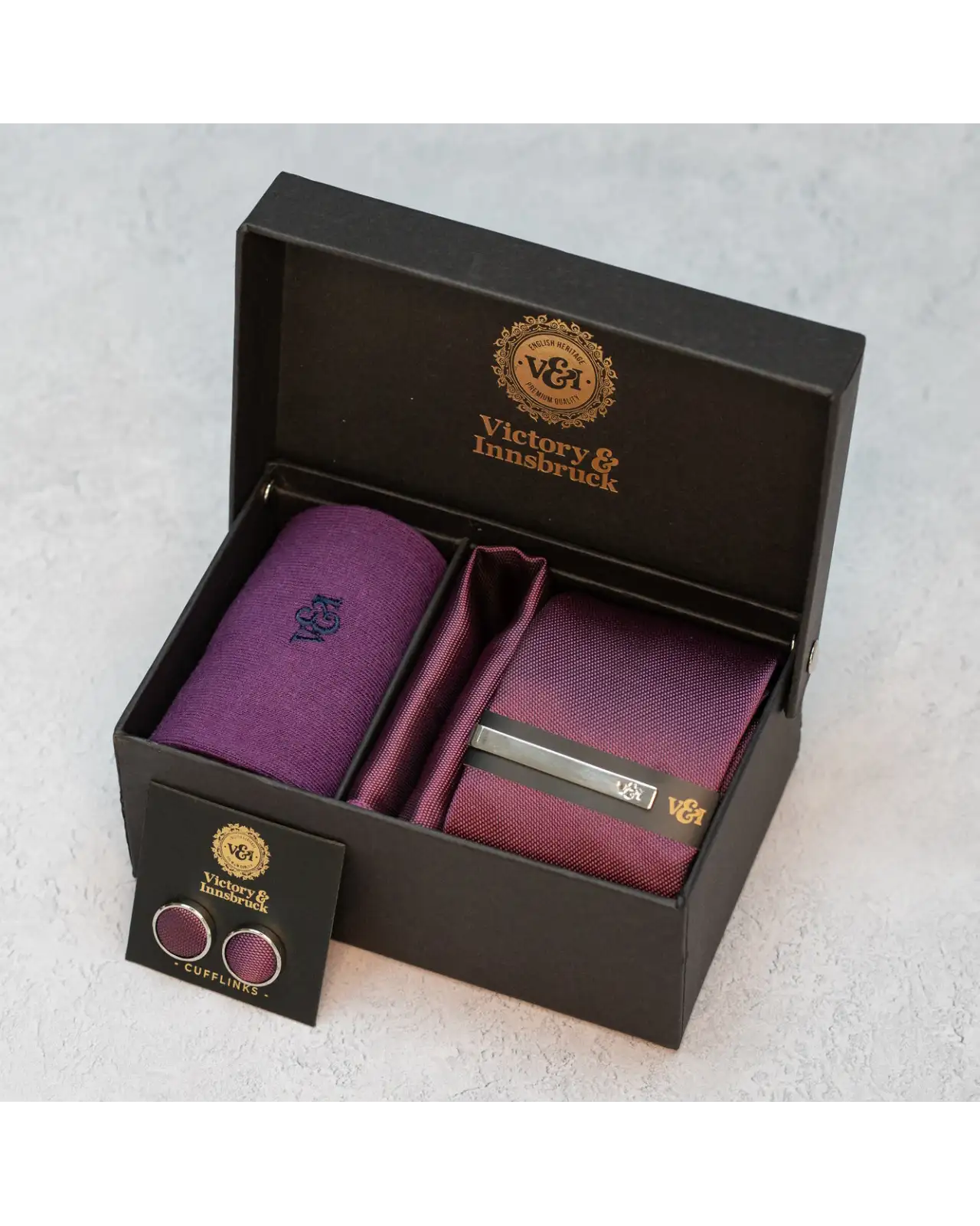 Tie Gift Sets Victory and Innsbruck Dark Purple Textured Tie Set £50.00