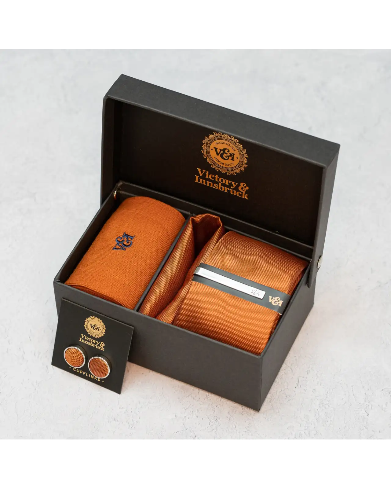 Tie Gift Sets Victory and Innsbruck Burnt Orange Textured Tie Set £50.00