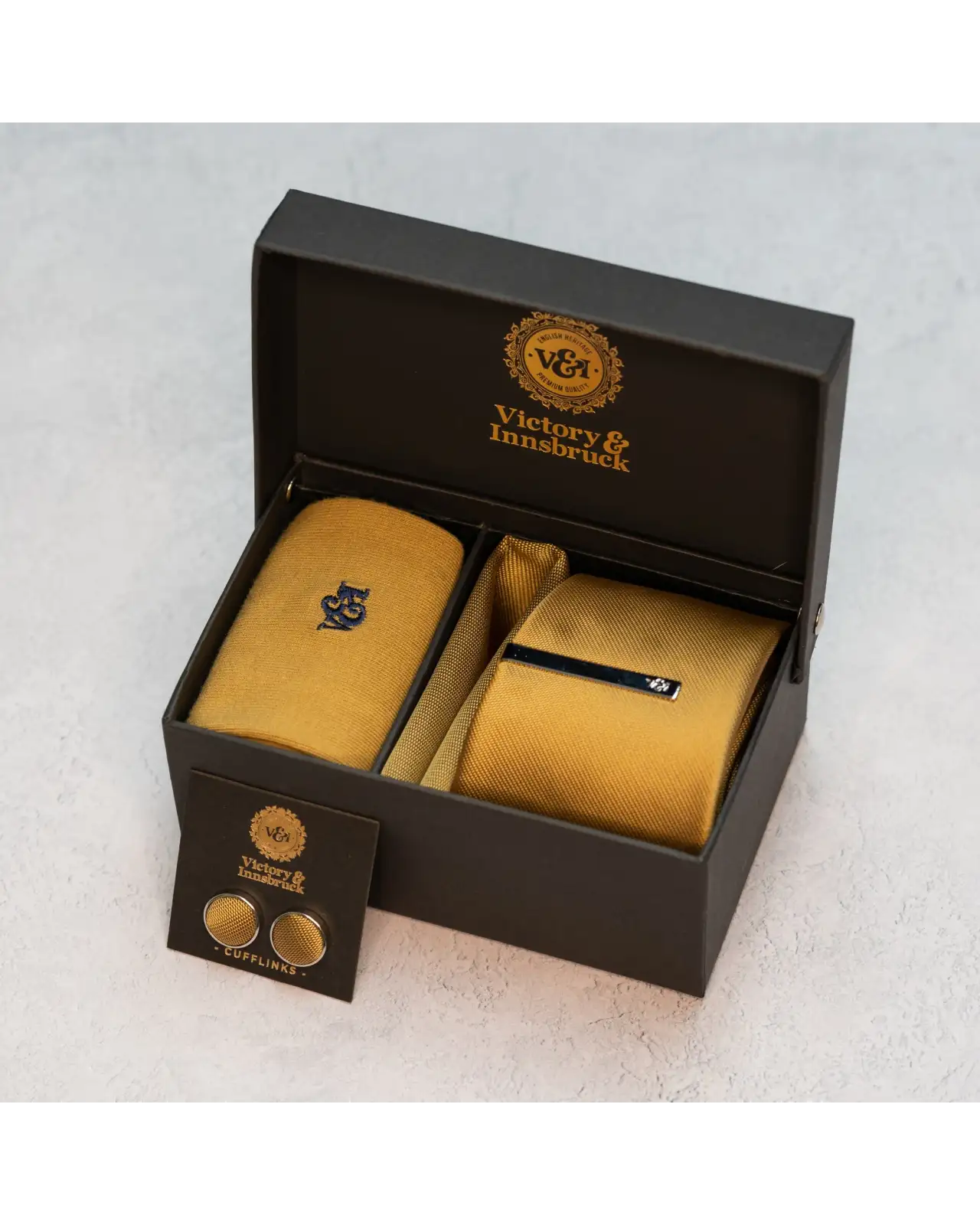 Tie Gift Sets Victory and Innsbruck Mustard Yellow Textured Tie Set £50.00