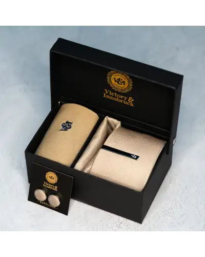 Tie Gift Sets Victory and Innsbruck Champagne Beige Textured Tie Set £50.00