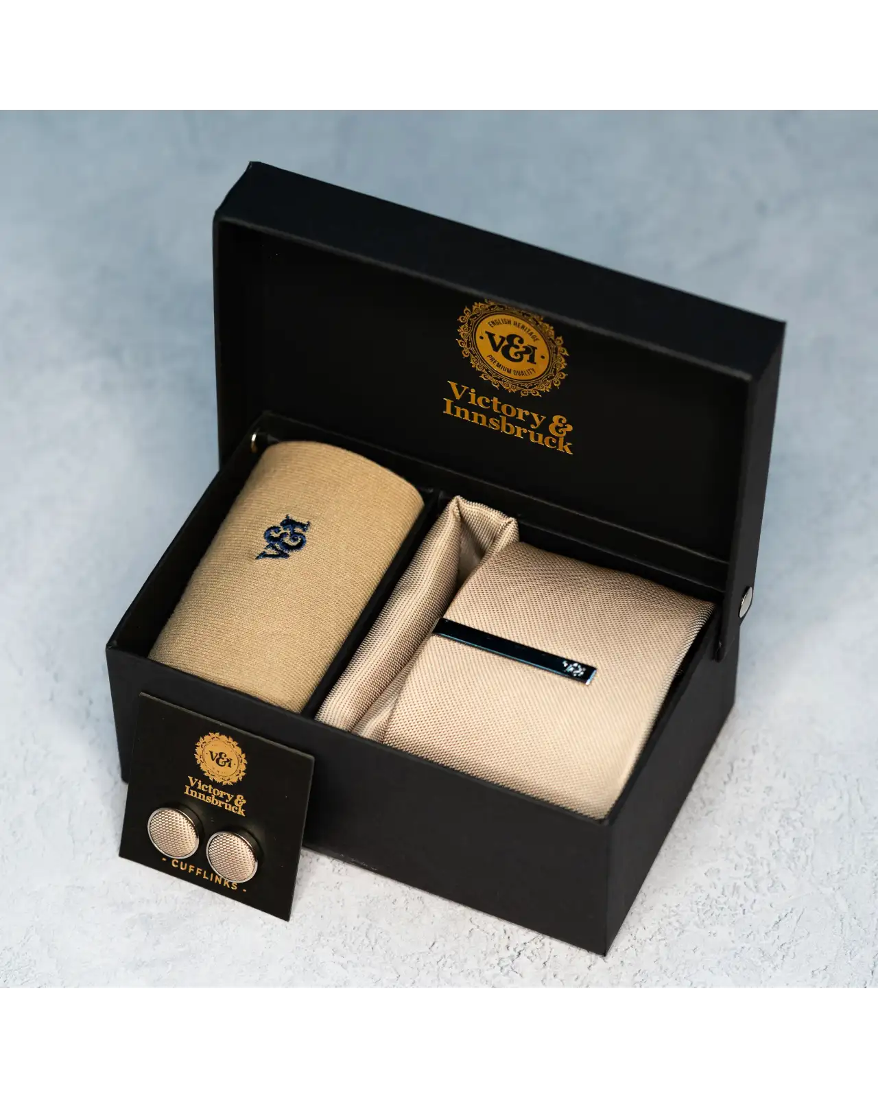 Tie Gift Sets Victory and Innsbruck Champagne Beige Textured Tie Set £50.00