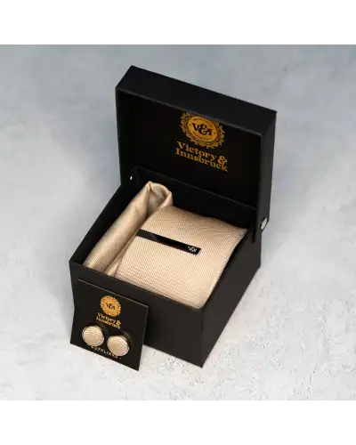 Tie Gift Sets Victory and Innsbruck Champagne Beige Textured Tie Set £50.00