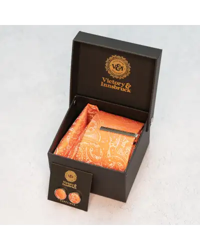 Tie Gift Sets Victory and Innsbruck Coral Orange Paisley Tie Set £50.00