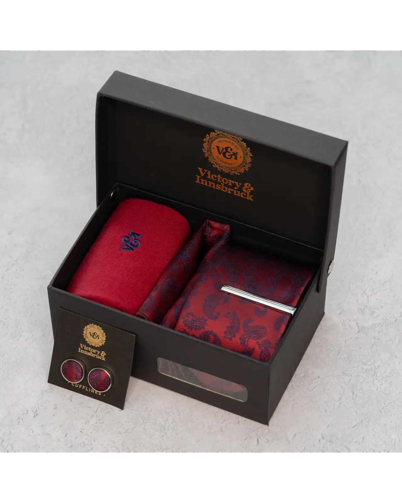 Tie Gift Sets Victory and Innsbruck Red Paisley Tie Box Set £50.00