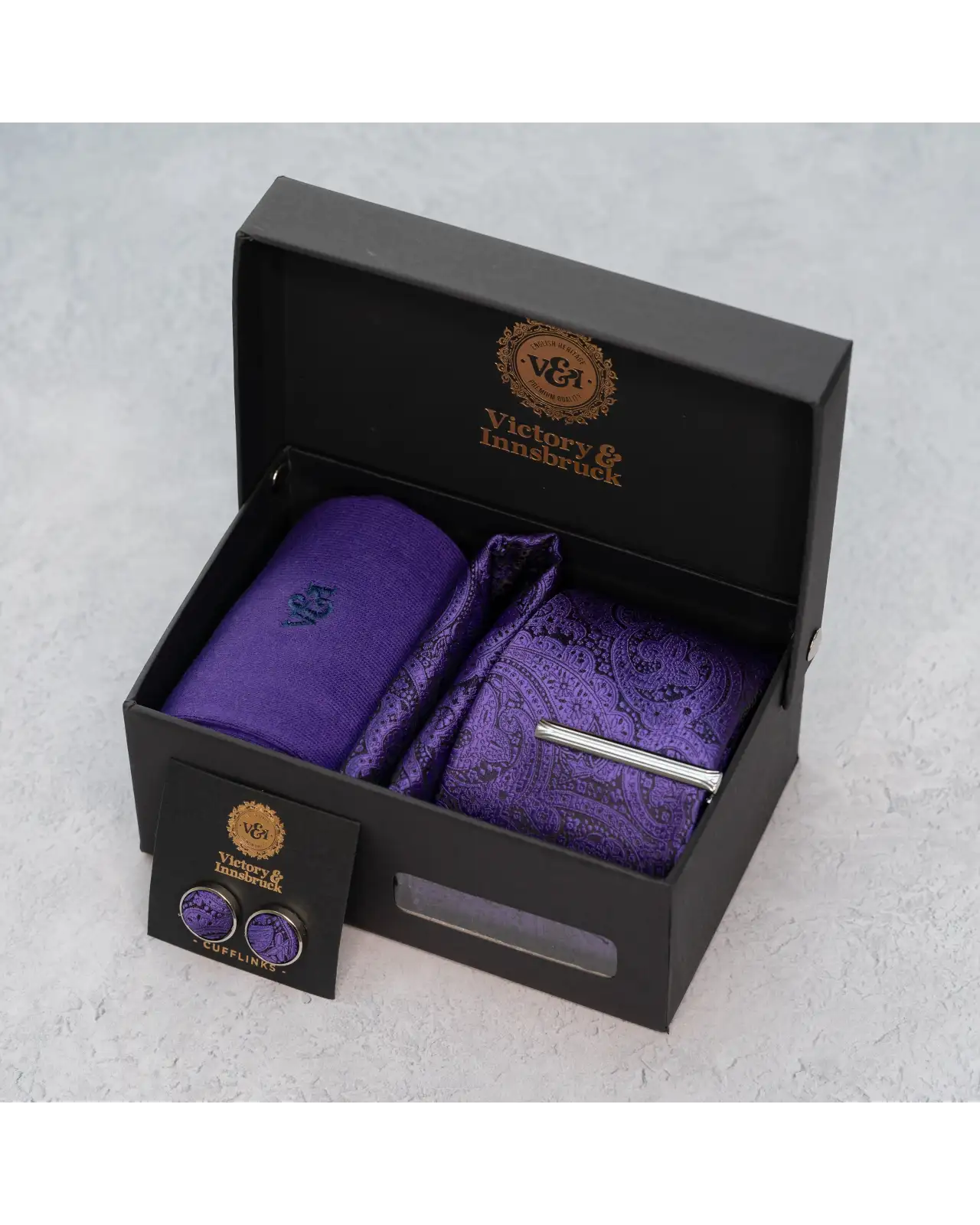 Tie Gift Sets Victory and Innsbruck Cadbury Purple Paisley Tie Set £50.00