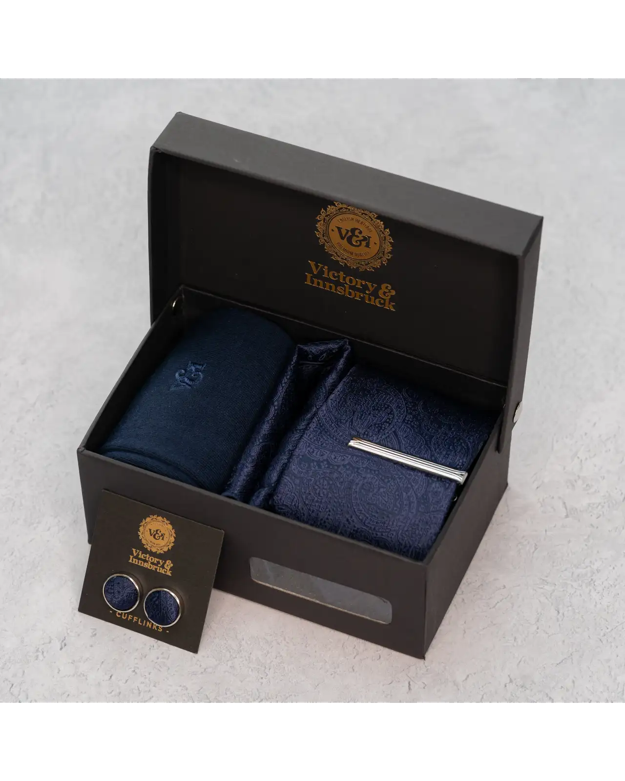 Tie Gift Sets Victory and Innsbruck Navy Blue Paisley Tie Set £50.00