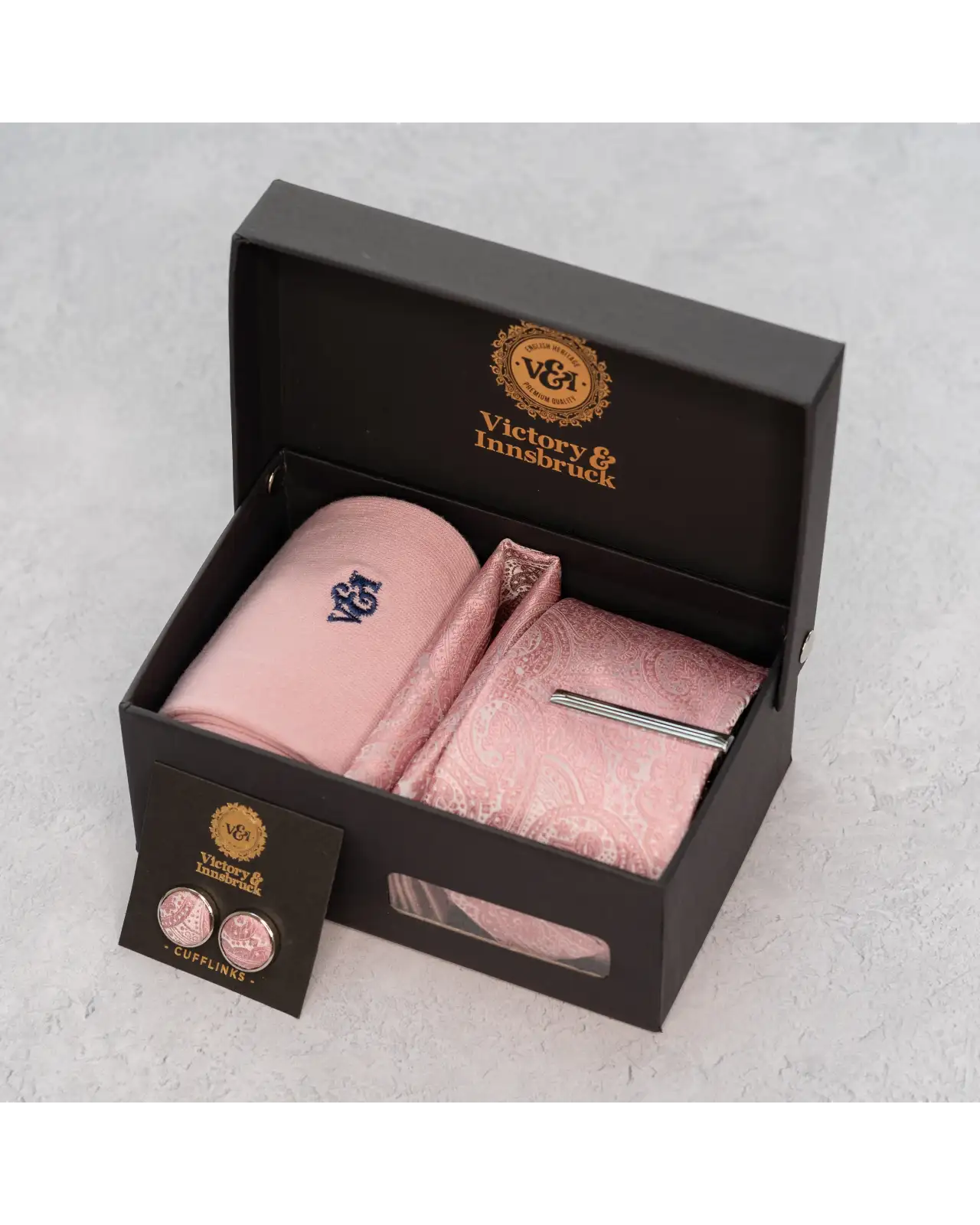 Tie Gift Sets Victory and Innsbruck Dusty Pink Paisley Tie Set £50.00
