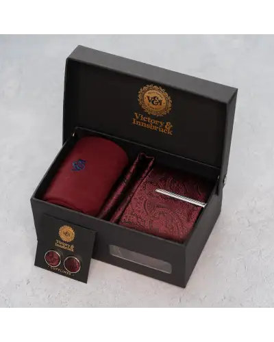 Tie Gift Sets Victory and Innsbruck Burgundy Red Paisley Tie Set £50.00