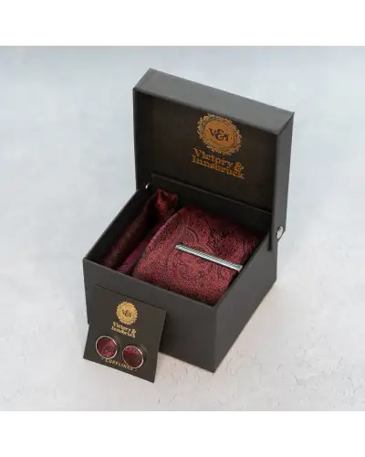 Tie Gift Sets Victory and Innsbruck Burgundy Red Paisley Tie Set £50.00