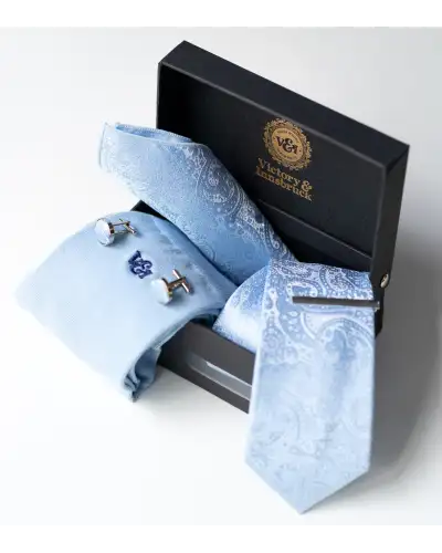 Tie Gift Sets Victory and Innsbruck Light Blue Paisley Tie Set £50.00