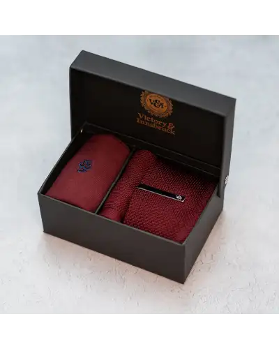 Tie Gift Sets Victory and Innsbruck Burgundy Red Knitted Tie Set £50.00