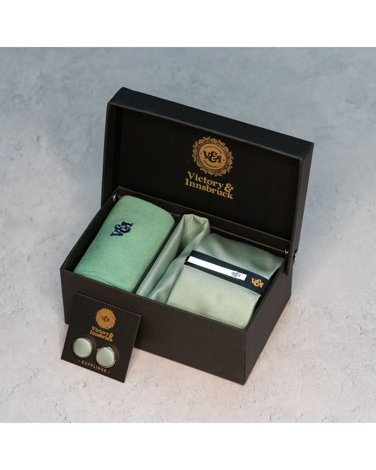 Tie Gift Sets Victory and Innsbruck Sage Green Textured Tie Set £50.00