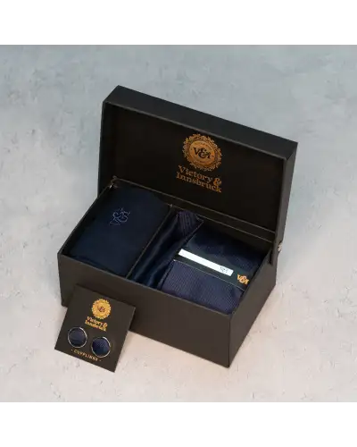Tie Gift Sets Victory and Innsbruck Navy Blue Textured Tie Set £50.00