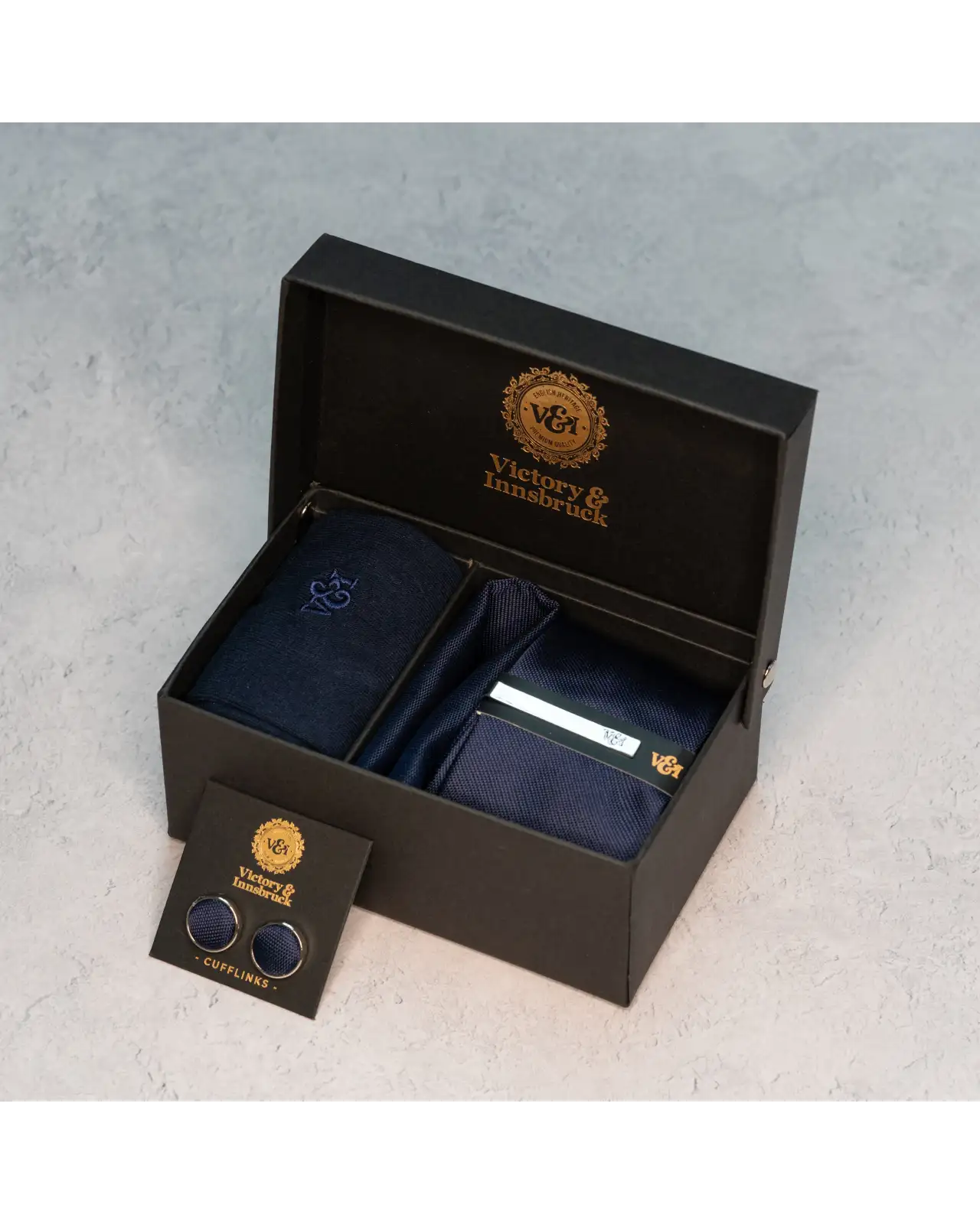 Tie Gift Sets Victory and Innsbruck Navy Blue Textured Tie Set £50.00