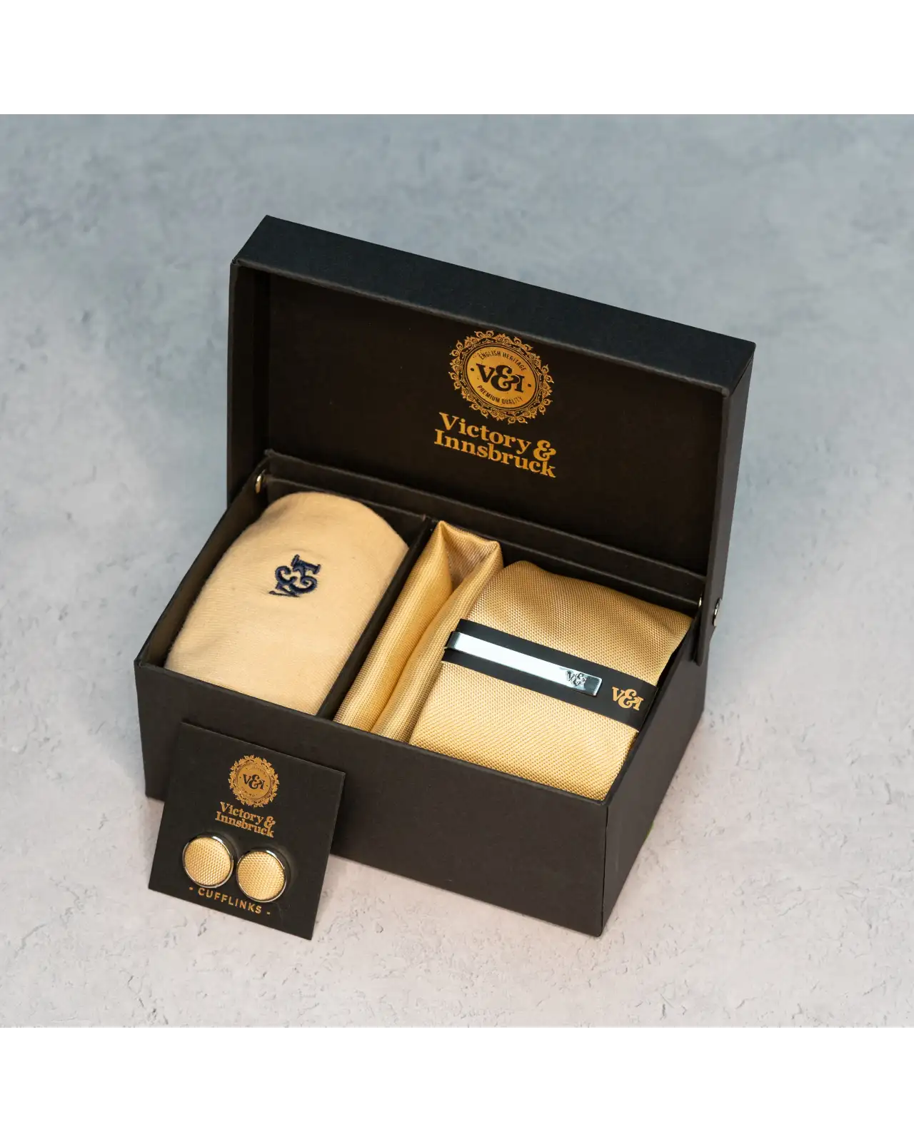 Tie Gift Sets Victory and Innsbruck Champagne Gold Textured Tie Set £50.00