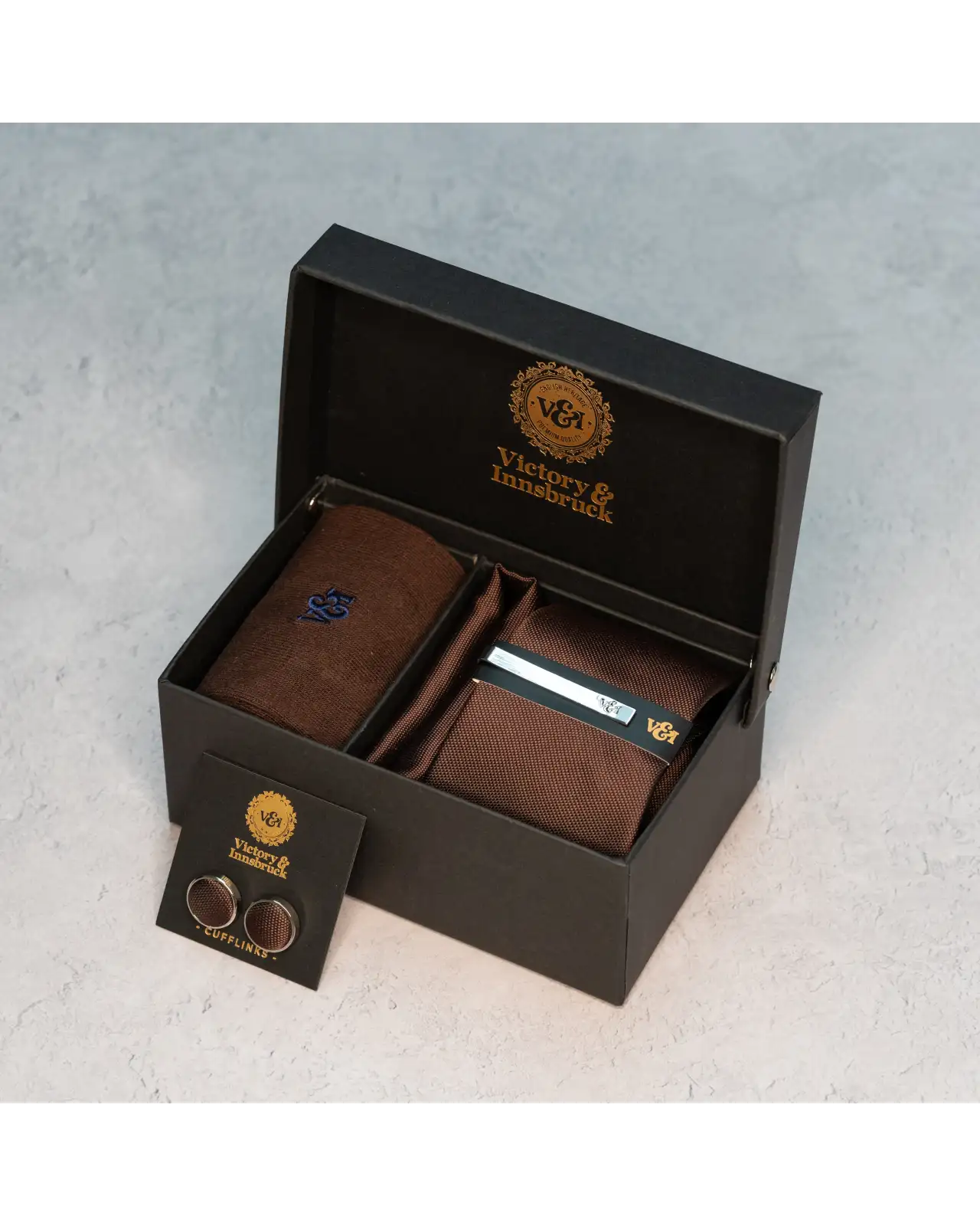 Tie Gift Sets Victory and Innsbruck Chocolate Brown Textured Tie Set £50.00