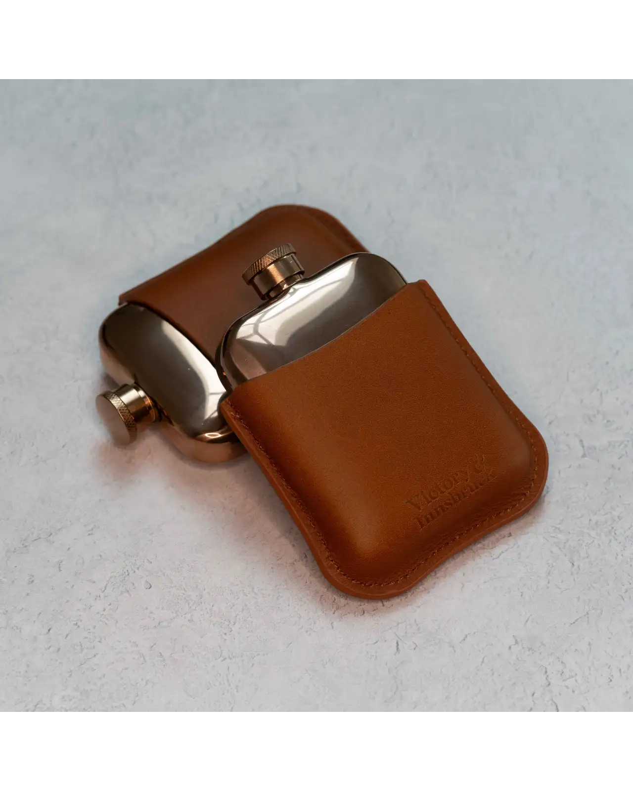 Flasks Victory and Innsbruck Full Grain Leather Cased Hip Flask 3 4 Cognac Leather Copper Flask £36.00