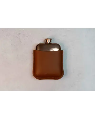 Flasks Victory and Innsbruck Full Grain Leather Cased Hip Flask 3 4 Cognac Leather Copper Flask £36.00