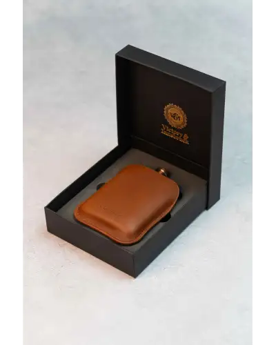 Flasks Victory and Innsbruck Full Grain Leather Cased Hip Flask Full Cognac Leather Copper Flask £36.00