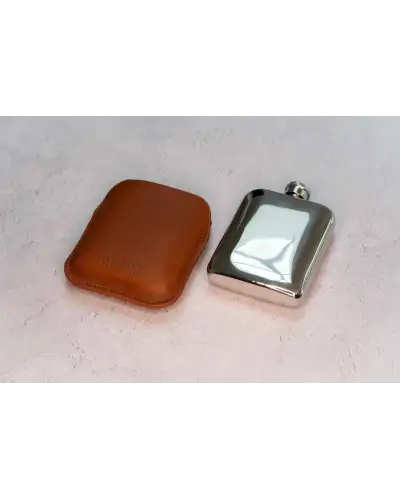 Flasks Victory and Innsbruck Full Grain Leather Cased Hip Flask Full Cognac Leather Silver Flask £36.00