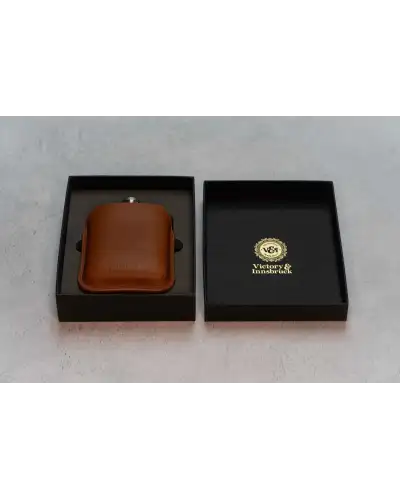 Flasks Victory and Innsbruck Full Grain Leather Cased Hip Flask Full Cognac Leather Silver Flask £36.00