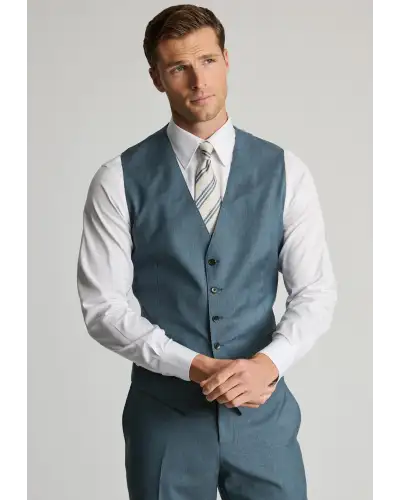 Wool Suits Brook Taverner Tailored Fit Sawdon Petrol Italian Wool Suit Waistcoat £63.00