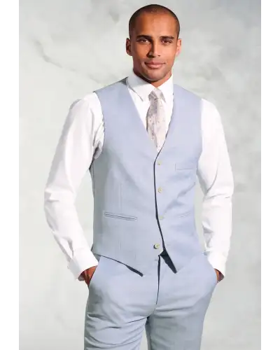Waistcoats Brook Taverner Tailored Fit Hardy Blue Textured Occasion Suit - Waistcoat Optional £134.00