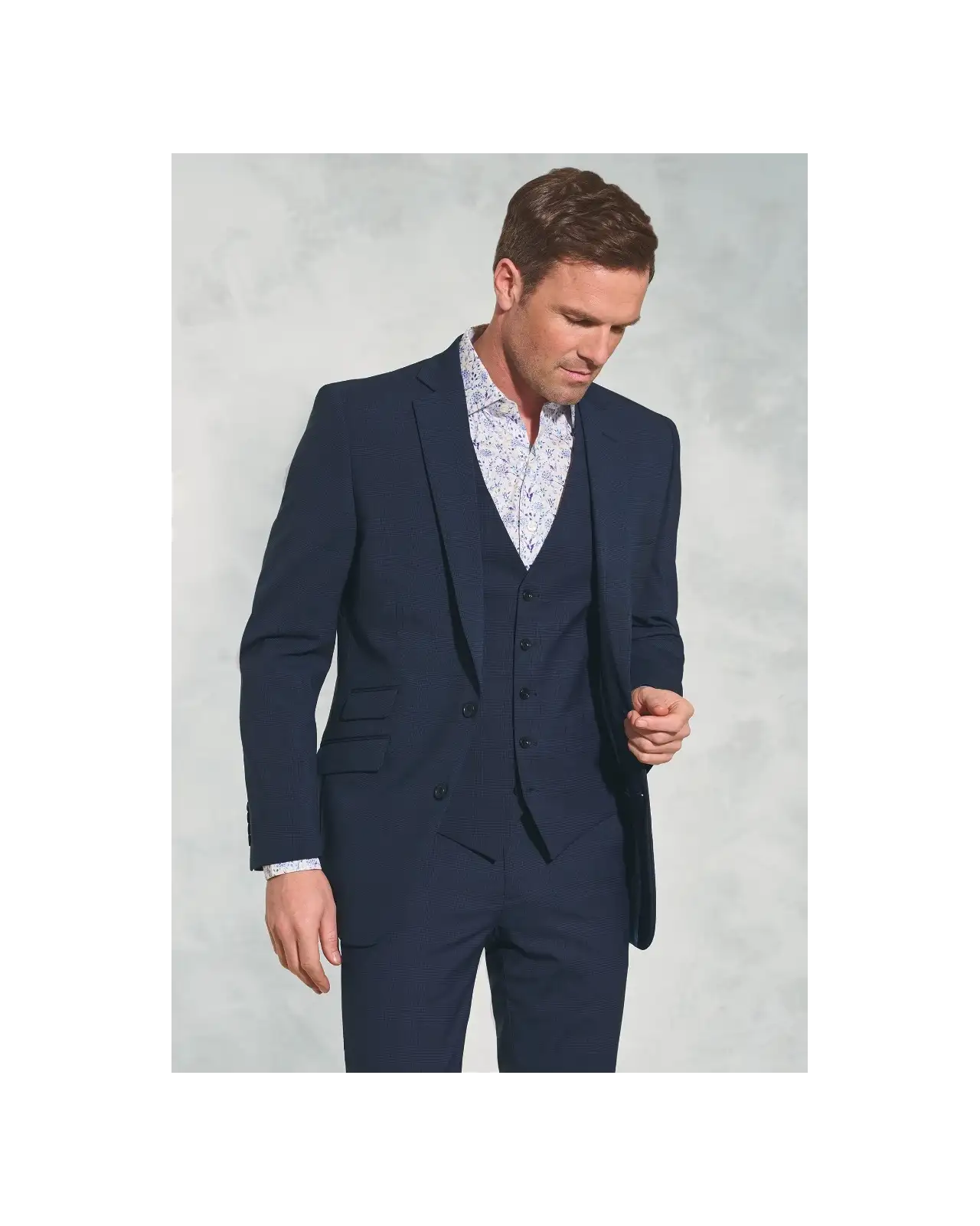 Waistcoats Brook Taverner Tailored Fit Cassino Navy Check Washable Suit - Waistcoat Optional £242.00