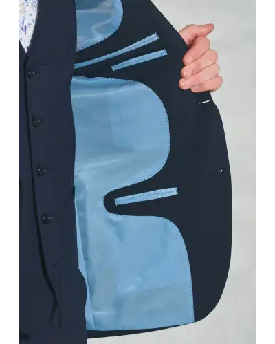 Waistcoats Brook Taverner Tailored Fit Cassino Navy Check Washable Suit - Waistcoat Optional £242.00