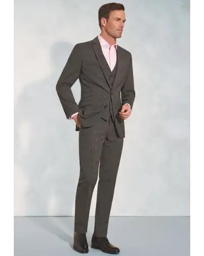 Waistcoats Brook Taverner Tailored Fit Cassino Grey Check Washable Suit - Waistcoat Optional £242.00