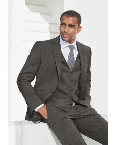 Waistcoats Brook Taverner Tailored Fit Cassino Grey Check Washable Suit - Waistcoat Optional £242.00