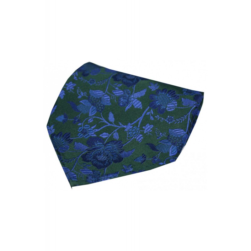 Silk Hankies Soprano Ties Soprano Green With Blue Floral Pattern Silk Handkerchief £15.00