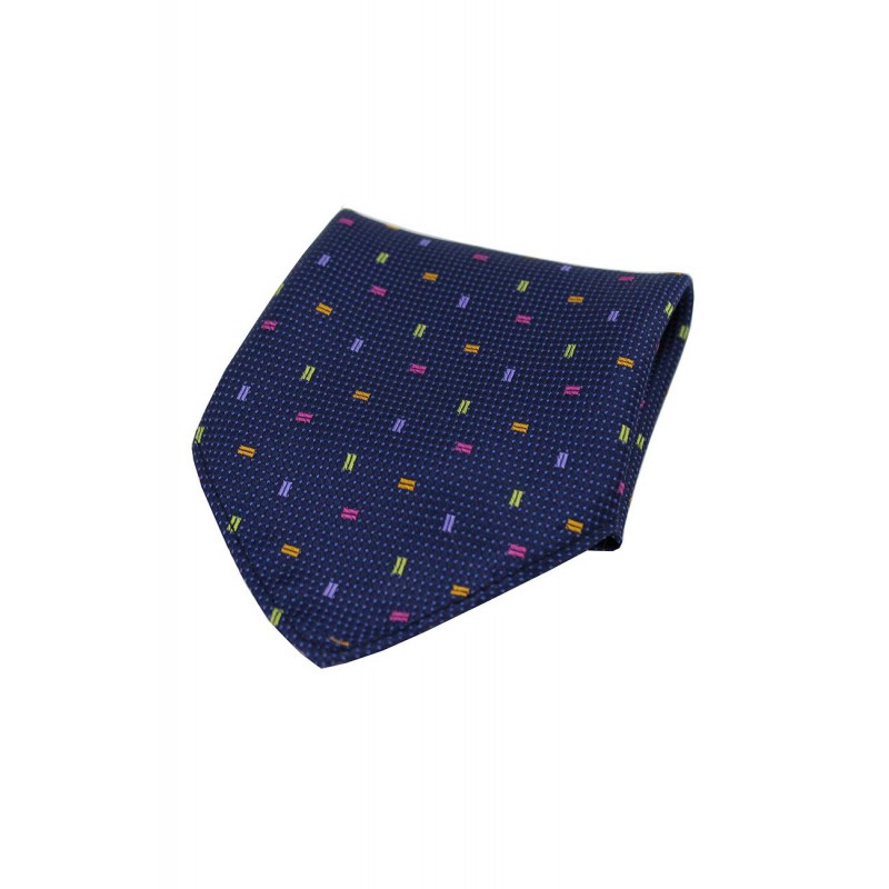 Pocket Square Soprano Ties Soprano Multicoloured Small Rectangle Pattern On Navy Ground Silk Pocket Square £15.00