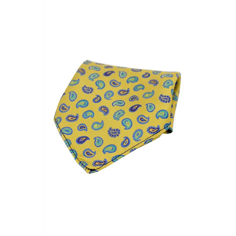 Pocket Square Soprano Ties Soprano Multicoloured Teardrop Paisley On Gold Ground Silk Pocket Square £15.00