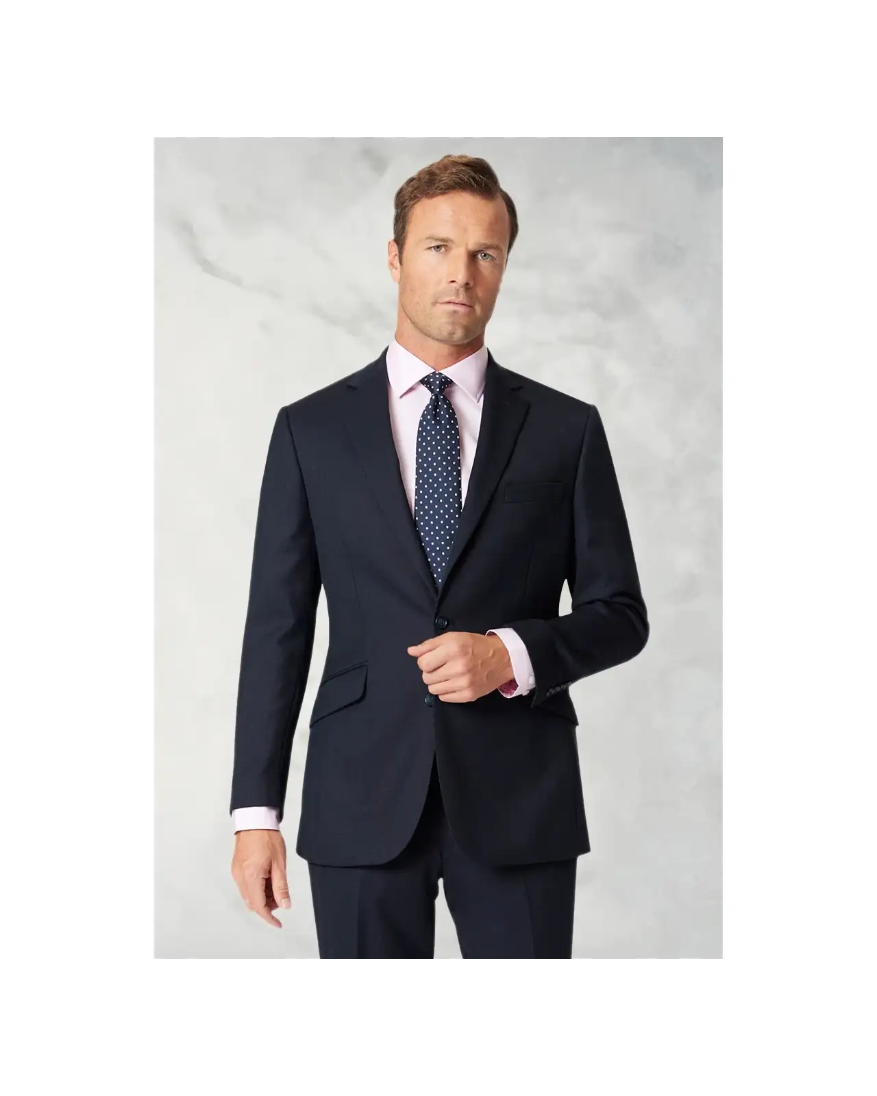 Wool Suits Brook Taverner Tailored Fit Dawlish Navy Birdseye Wool Suit £269.00