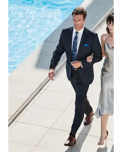 Wool Suits Brook Taverner Tailored Fit Dawlish Navy Birdseye Wool Suit £269.00