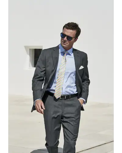 Wool Suits Brook Taverner Tailored Fit Dawlish Charcoal Birdseye Wool Suit £269.00