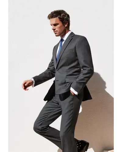 Wool Suits Brook Taverner Tailored Fit Dawlish Charcoal Birdseye Wool Suit £269.00