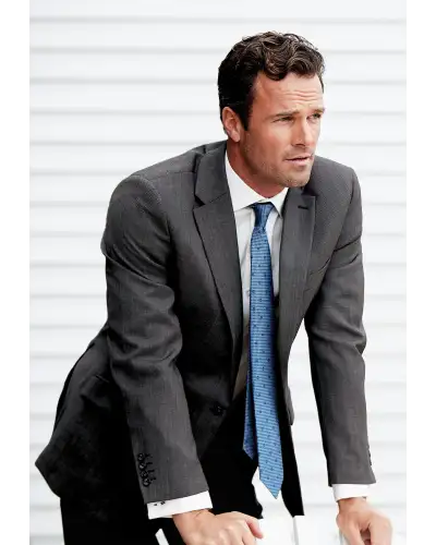 Wool Suits Brook Taverner Tailored Fit Dawlish Charcoal Birdseye Wool Suit £269.00