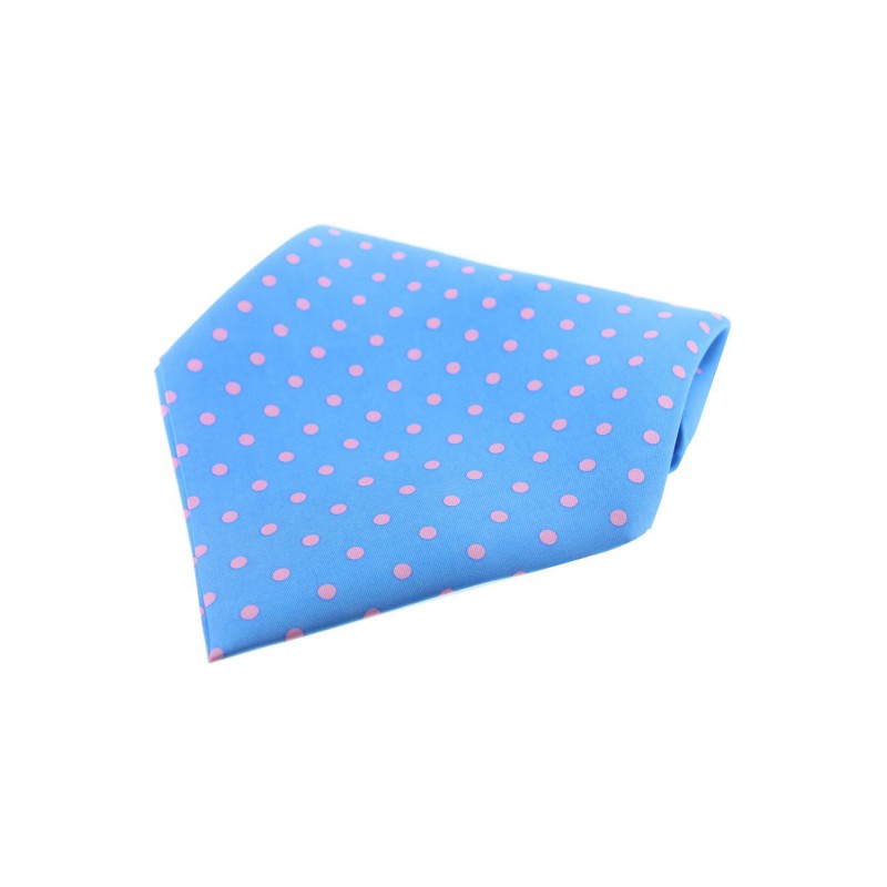 Pocket Square Soprano Ties Soprano Sky Blue With Pink Polka Dots Mens Silk Pocket Square £15.00