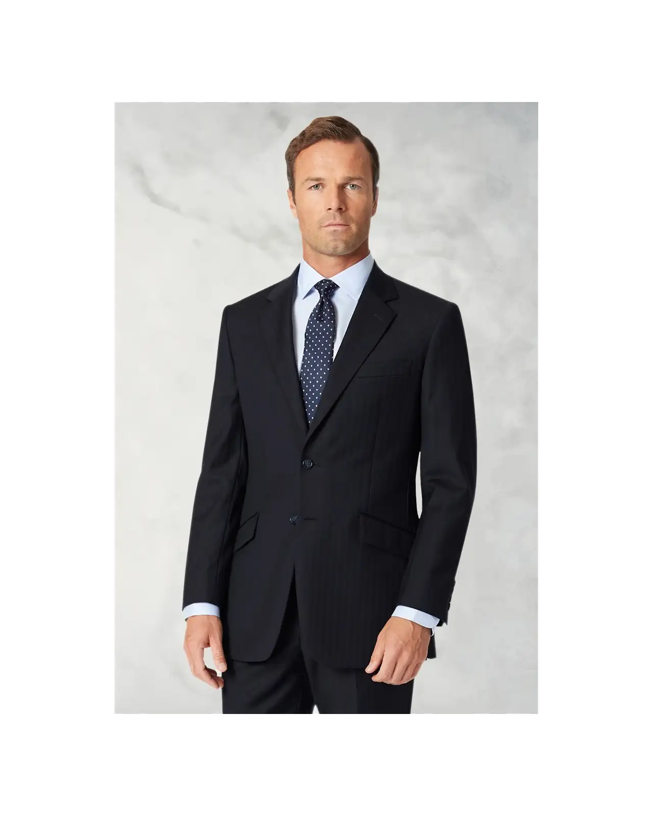 Wool Suits Brook Taverner Tailored Fit Dawlish Navy Herringbone Wool Suit £269.00