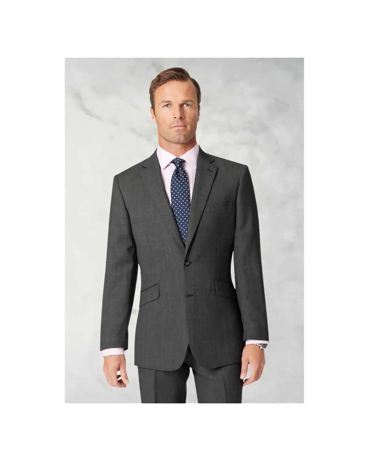 Wool Suits Brook Taverner Regular Fit Dawlish Charcoal Birdseye Wool Suit £269.00